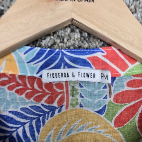 Figueroa & Flower Top Womens PM Petite Medium Multicolored Sheer Button Blouse - Picture 6 of 7